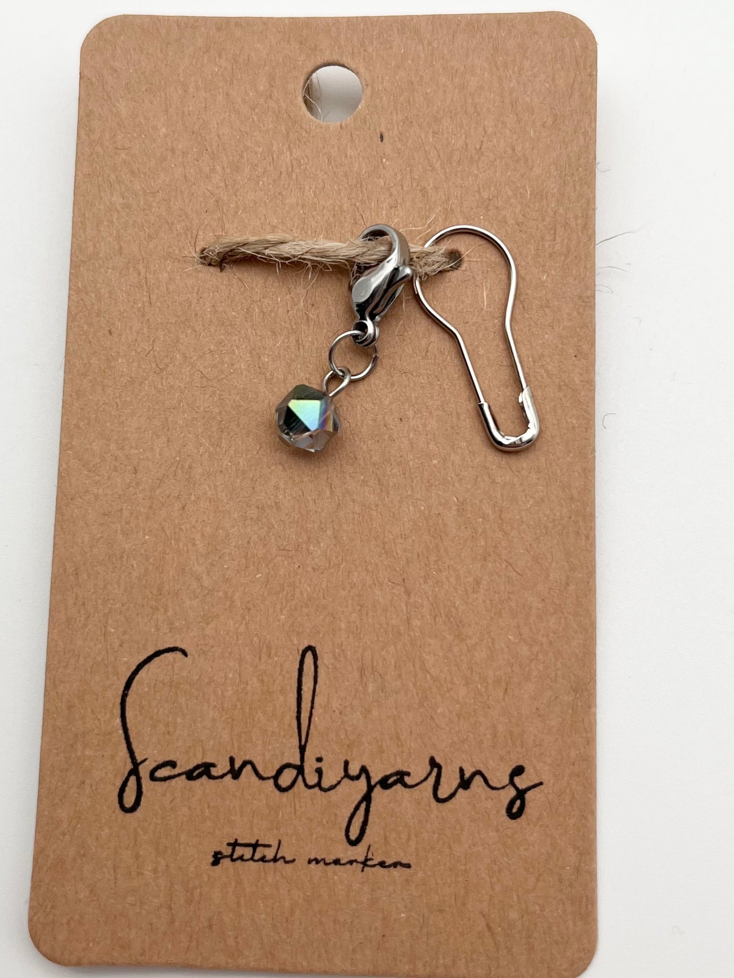 Facettperle Blau mit Karabiner Silber