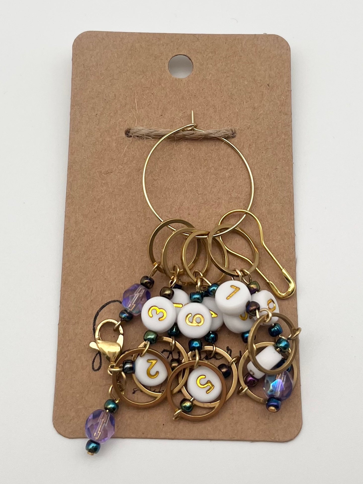 Reihenzähler 1-10 Rondellperle mit kleinem Ring Gold