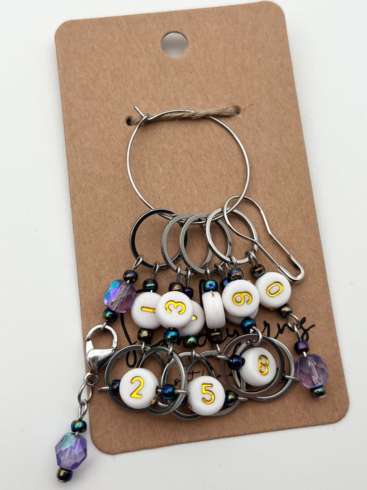 Reihenzähler 1-10 Rondellperle mit kleinem Ring Silber