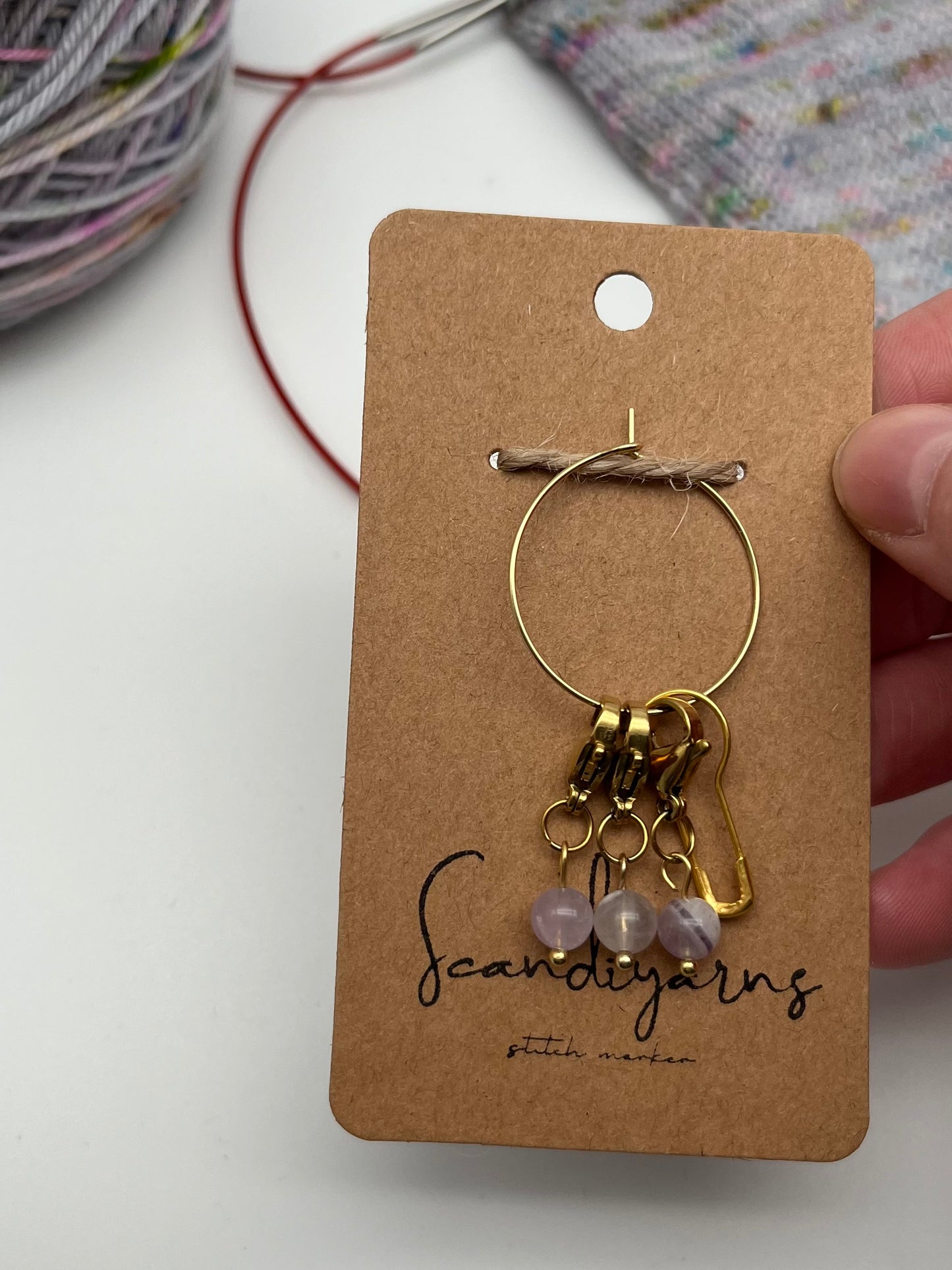 Amethyst mit Karabiner 3er Set Gold