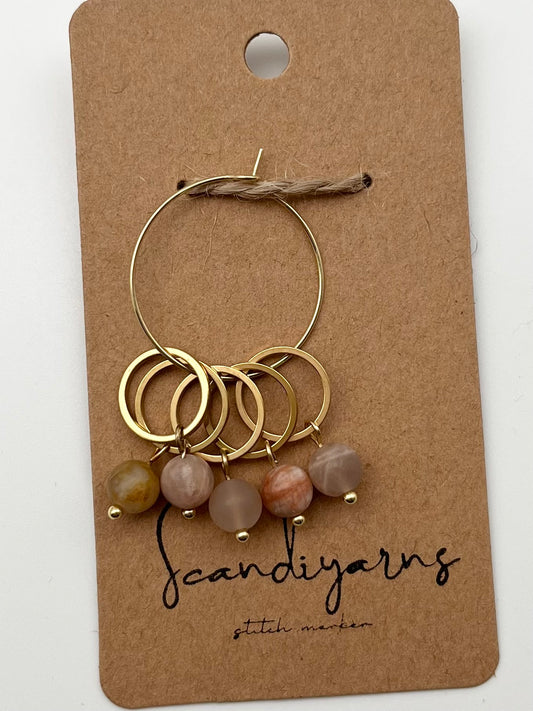 Sonnenstein mit kleinem Ring 5er Set Gold