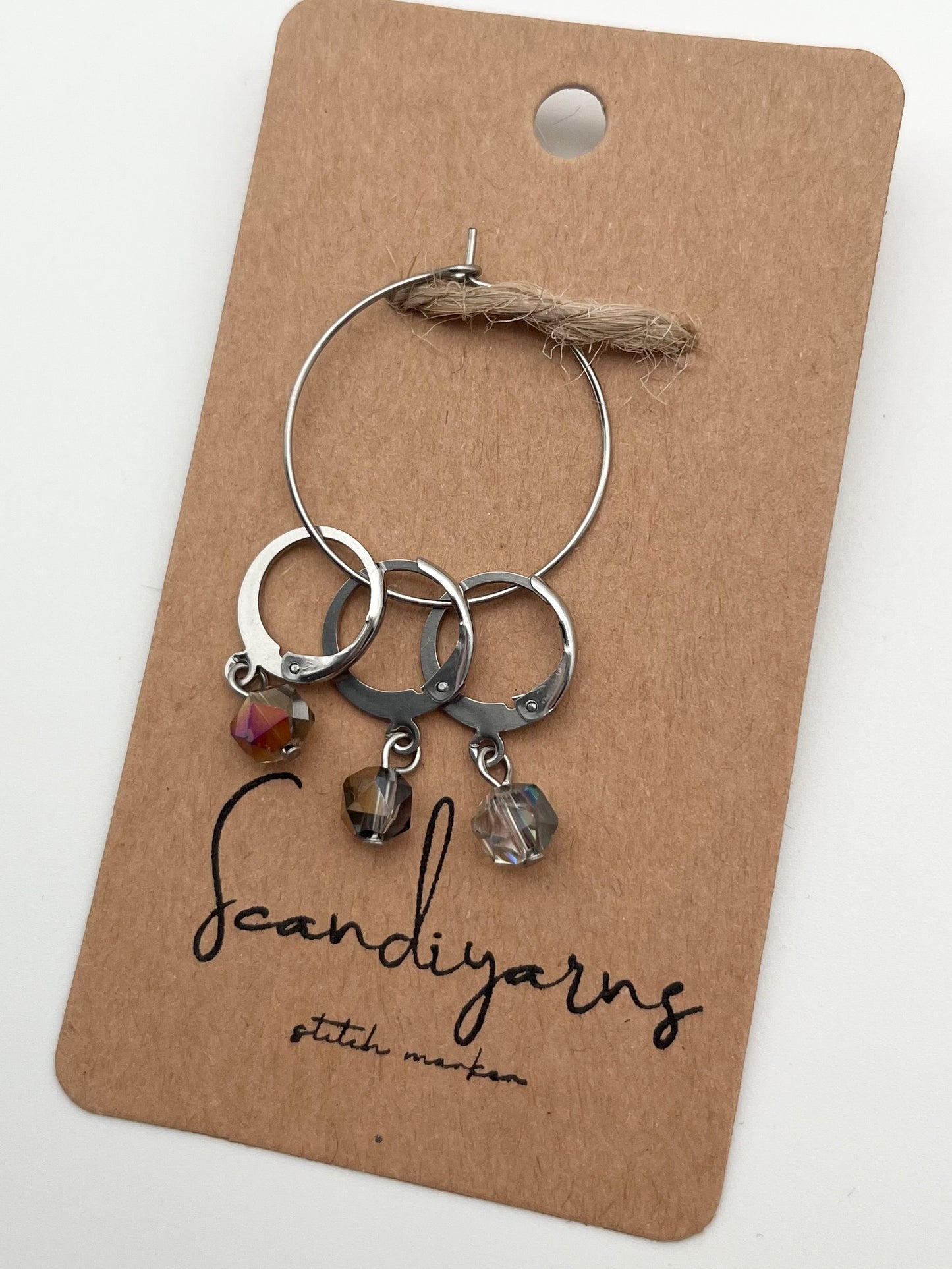 Facettperlen Rosa, Kupfer, Blau mit Huggie 3er Set Silber