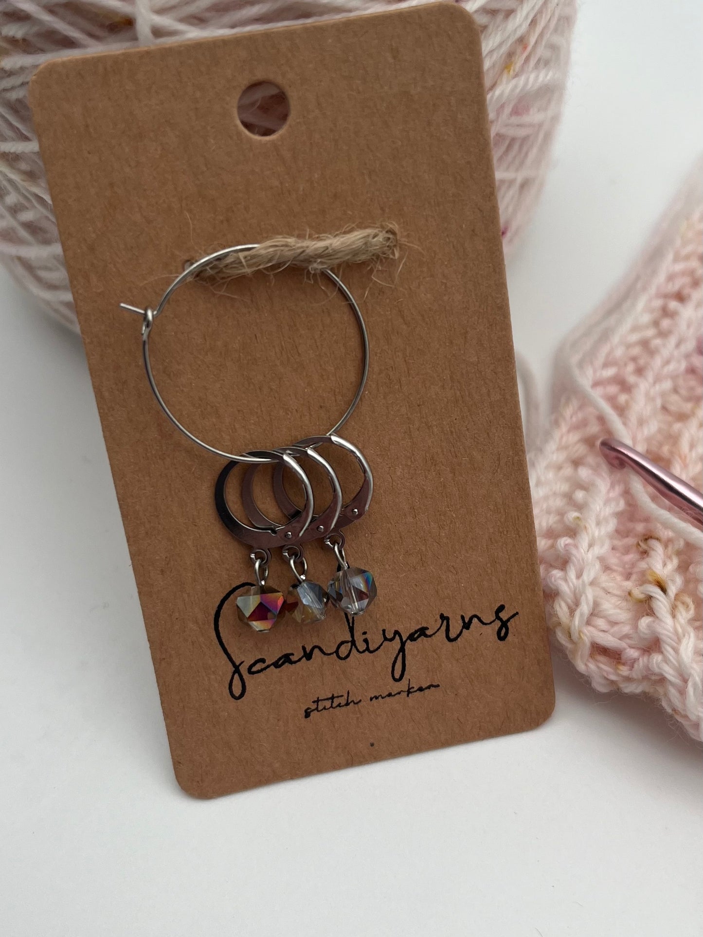 Facettperlen Rosa, Kupfer, Blau mit Huggie 3er Set Silber