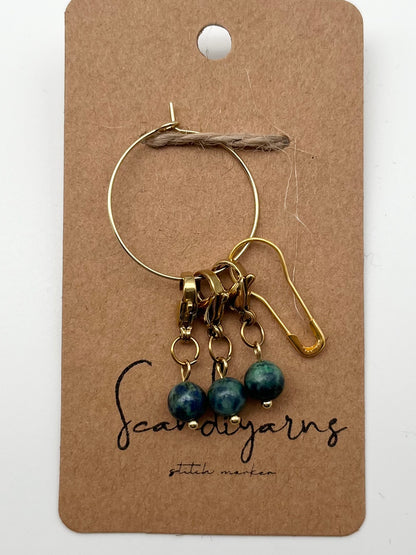 Lapislazuli mit Karabiner 3er Set Gold