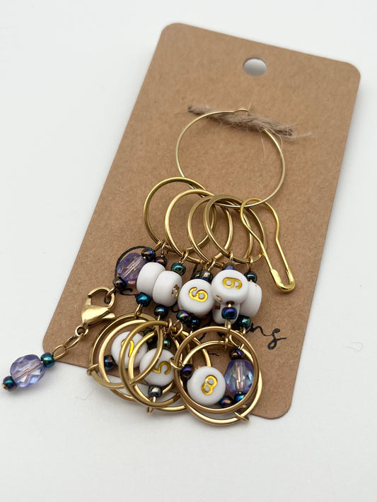 Reihenzähler 1-10 Rondellperle mit großem Ring Gold