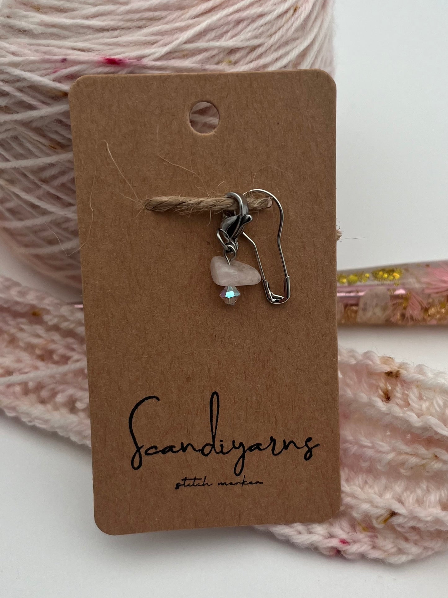 Morganit und Facettperle mit Karabiner Silber