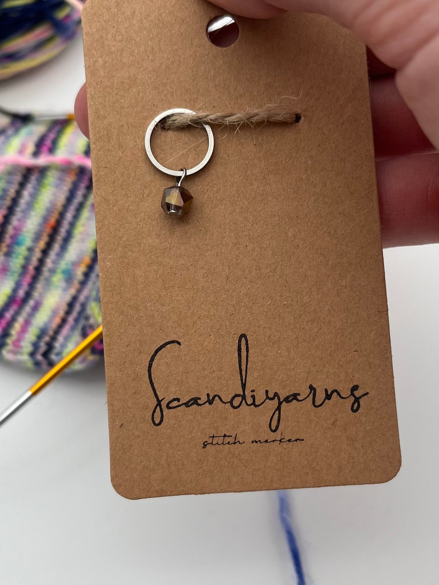 Facettperle Kupfer mit kleinem Ring Silber