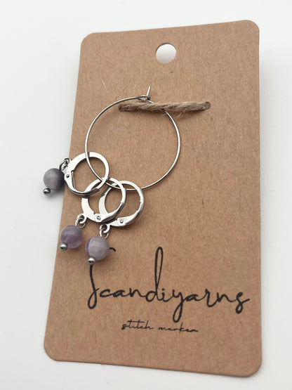 Amethyst mit Huggie 3er Set Silber