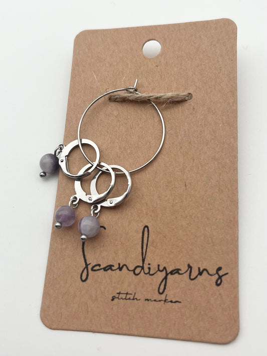 Amethyst mit Huggie 3er Set Silber