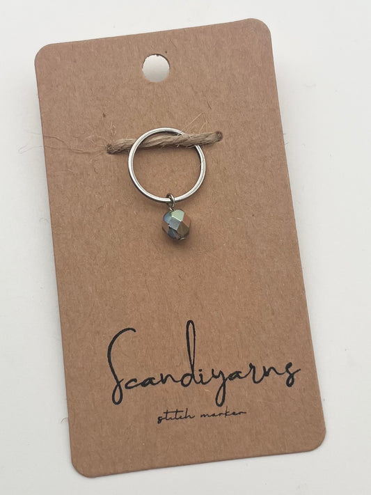 Rondellperle Bunt mit großem Ring Silber