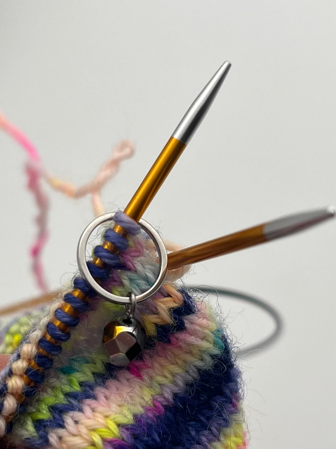 Rondellperlen Schwarz, Bunt, Silber mit kleinem Ring 3er Set Silber