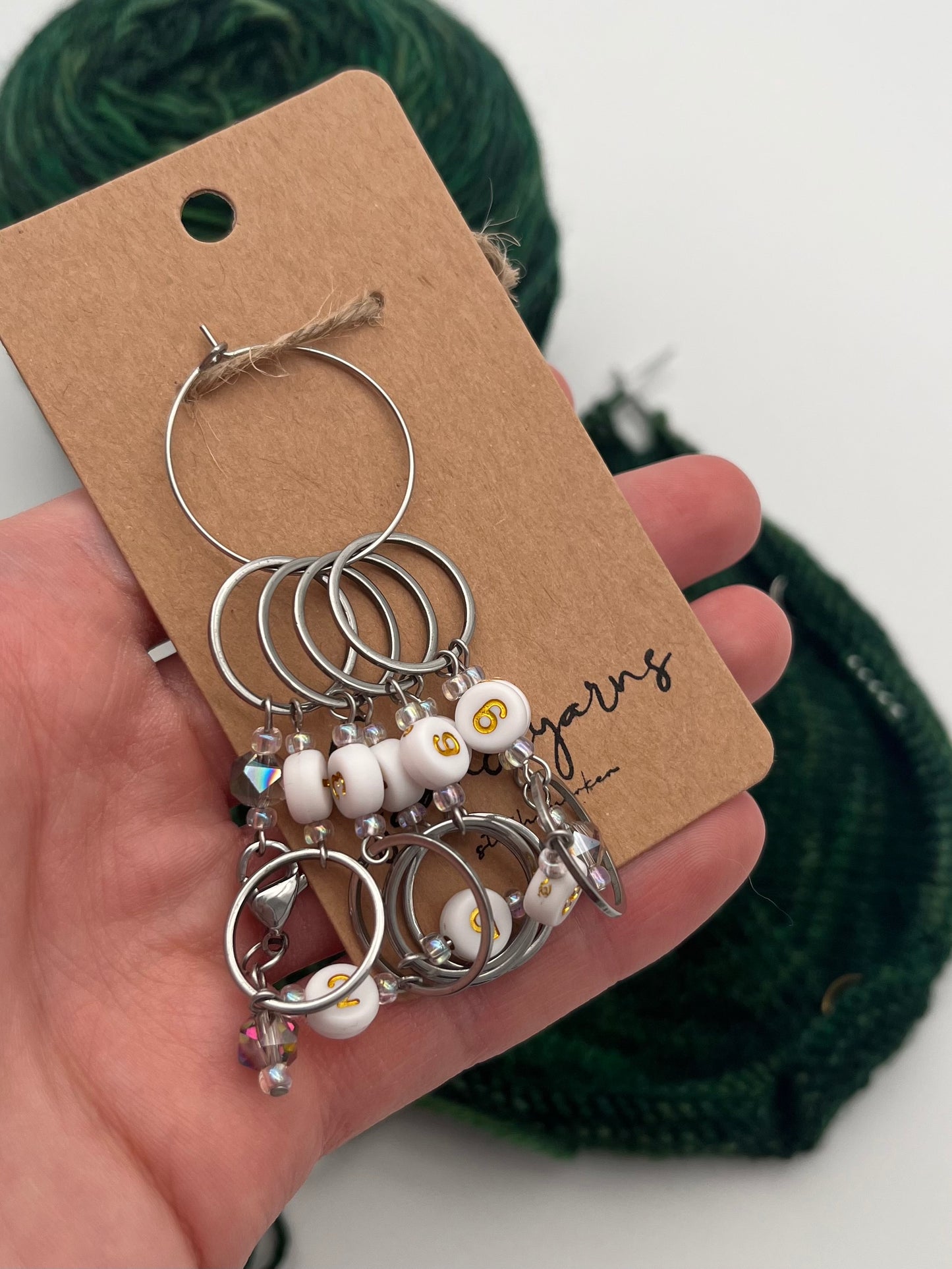 Reihenzähler 1-10 Facettperle mit großem Ring Silber