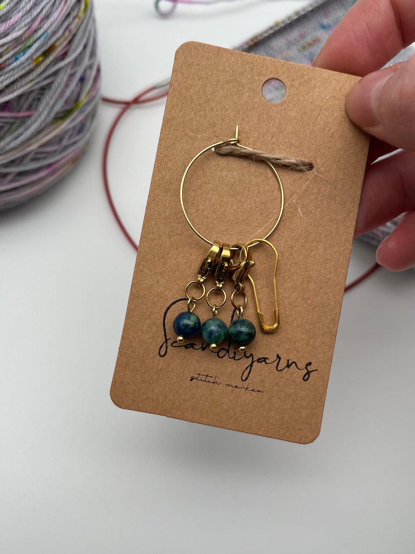 Lapislazuli mit Karabiner 3er Set Gold