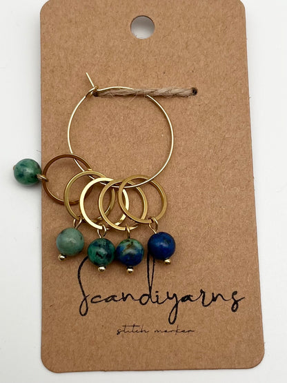 Lapislazuli mit kleinem Ring 5er Set Gold