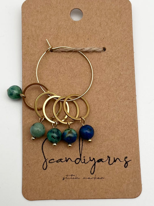 Lapislazuli mit kleinem Ring 5er Set Gold