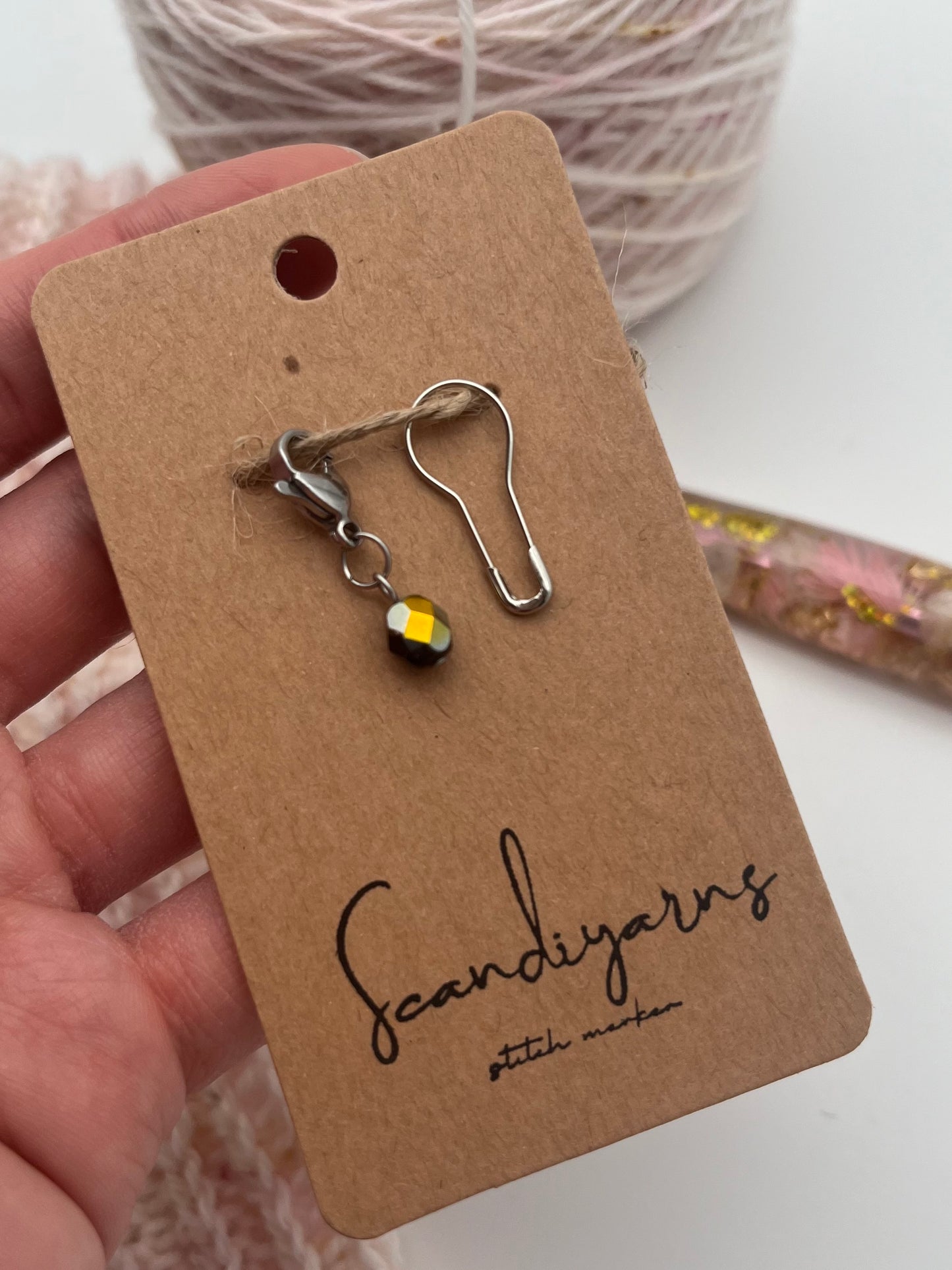 Rondellperle Schwarz mit Karabiner Silber