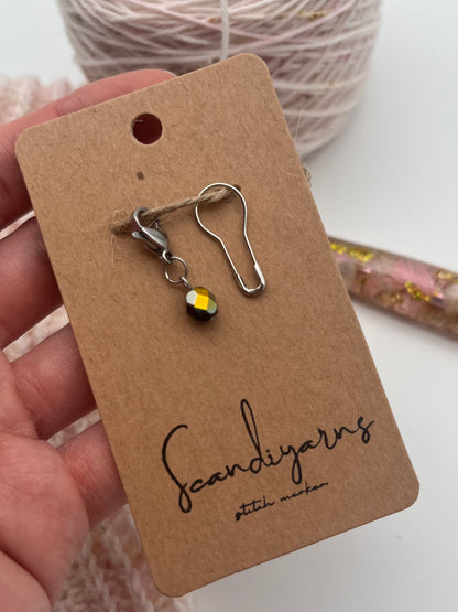 Rondellperle Schwarz mit Karabiner Silber