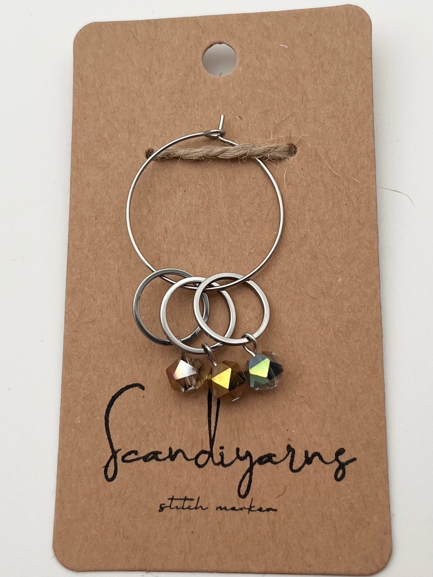 Facettperlen Rosa, Kupfer, Blau mit kleinem Ring 3er Set Silber