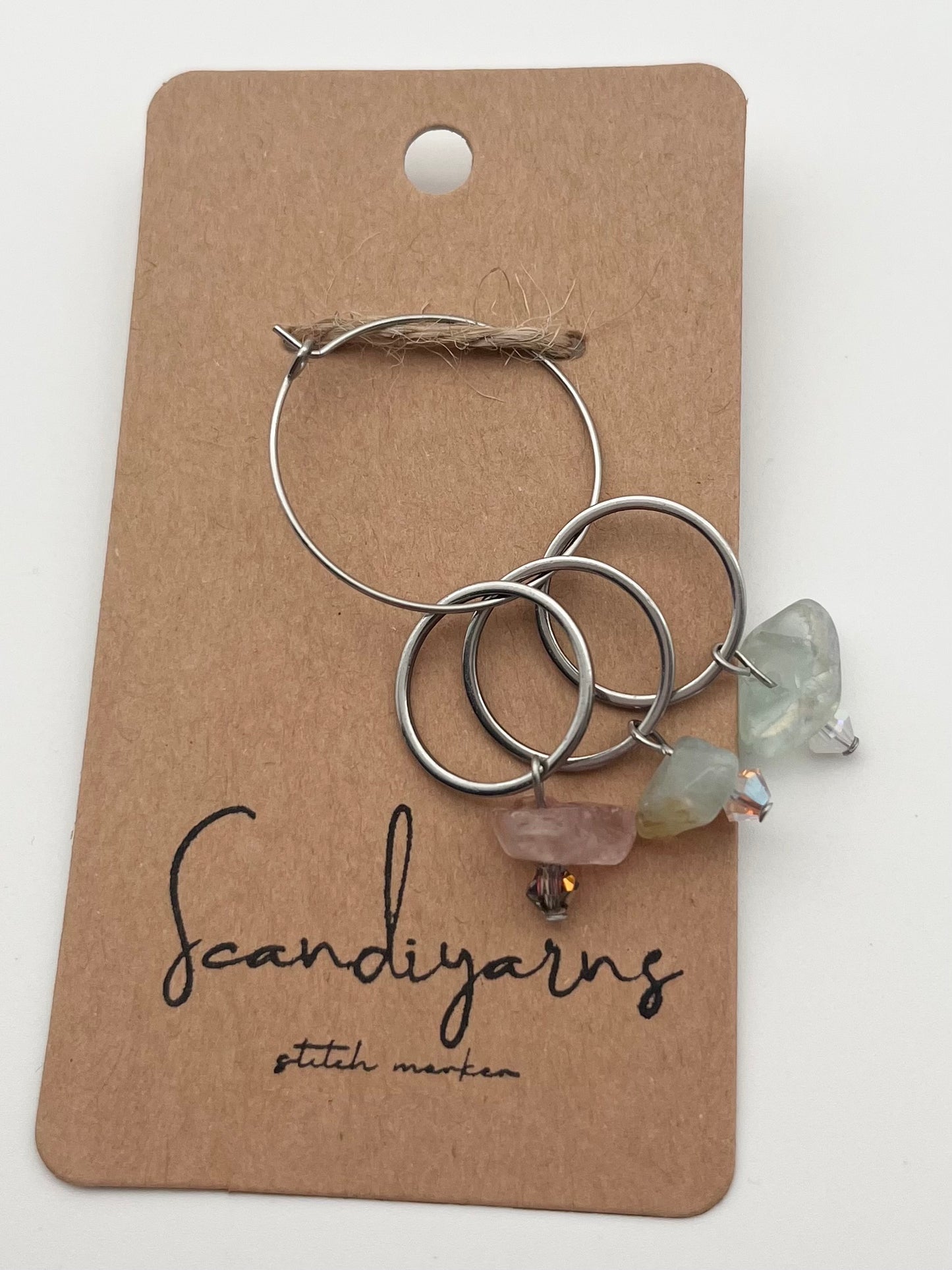 Erdbeerquarz, Morganit, Fluorit, und Facettperlen mit großem Ring 3er Set Silber