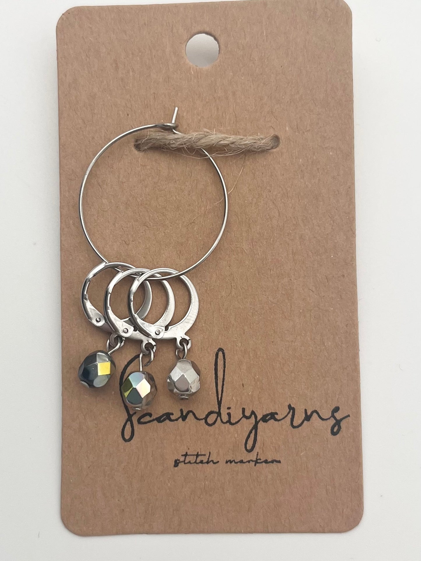 Rondellperlen Schwarz, Bunt, Silber mit Huggie 3er Set Silber