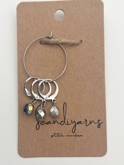 Rondellperlen Schwarz, Bunt, Silber mit Huggie 3er Set Silber