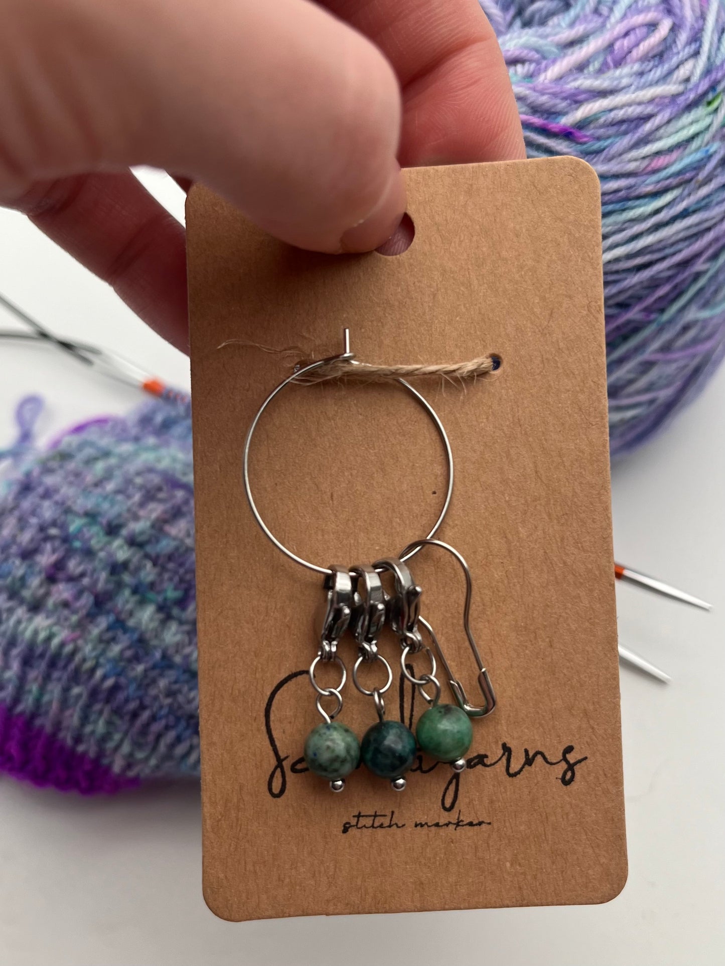 Lapislazuli mit Karabiner 3er Set Silber