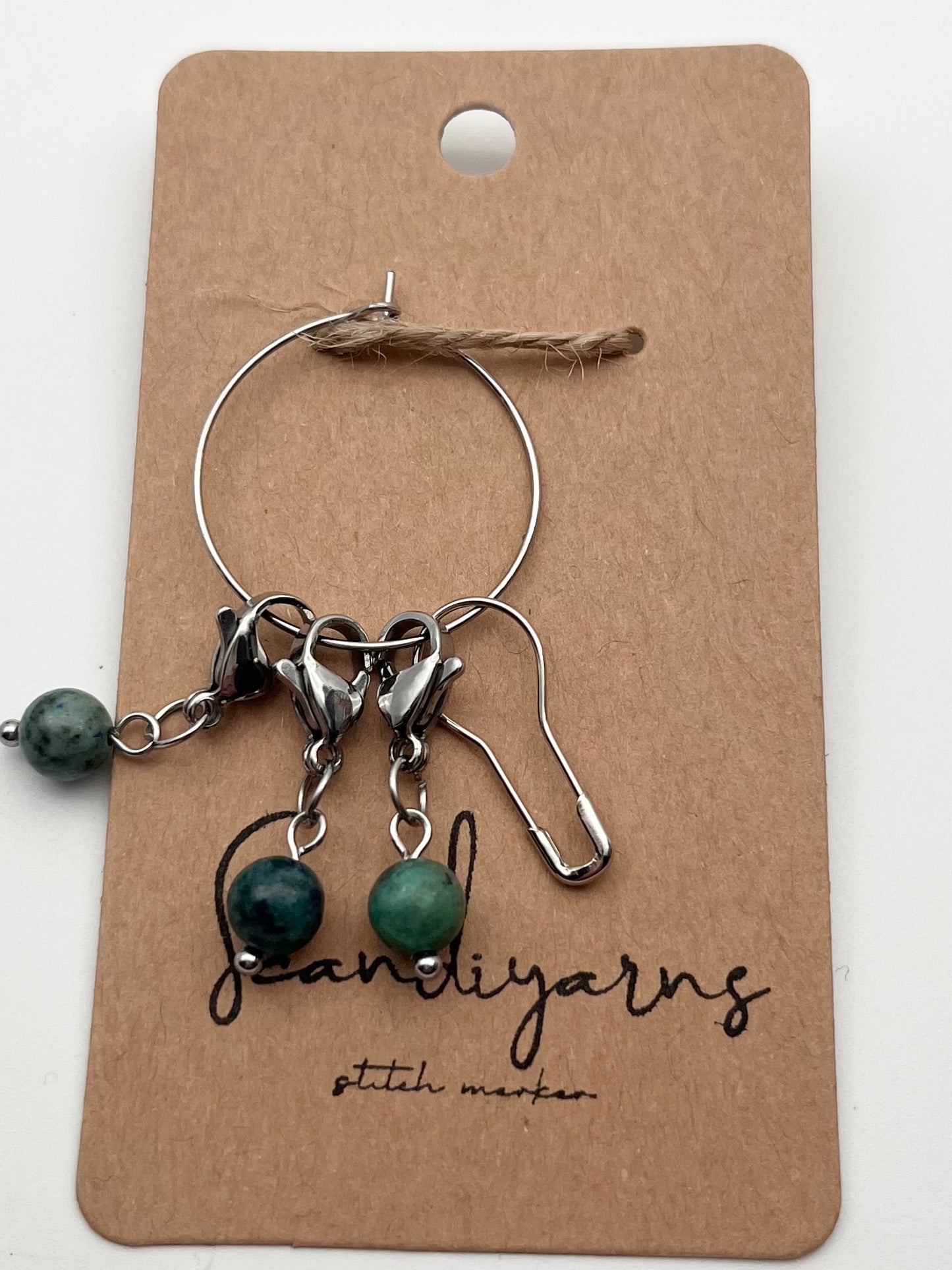 Lapislazuli mit Karabiner 3er Set Silber