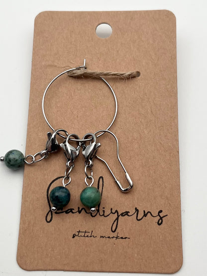 Lapislazuli mit Karabiner 3er Set Silber