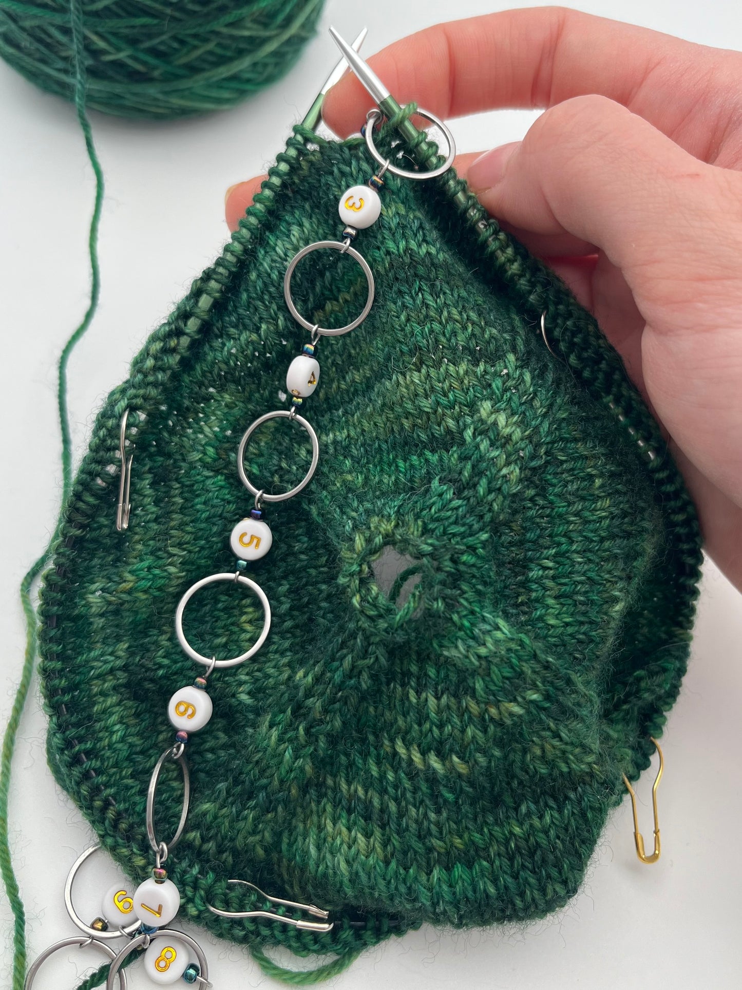 Reihenzähler 1-10 Rondellperle mit großem Ring Silber