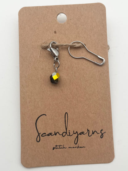 Rondellperle Schwarz mit Karabiner Silber