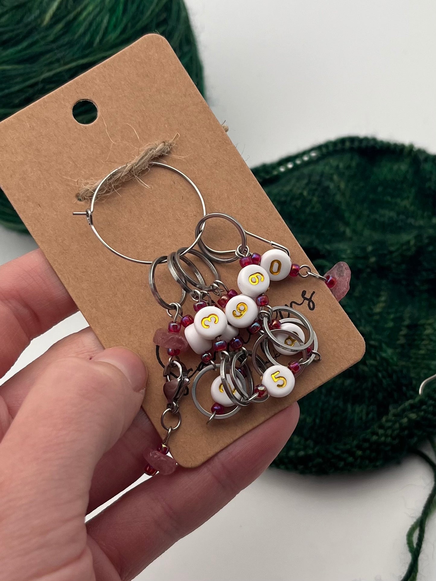 Reihenzähler 1-10 Erdbeerquarz mit kleinem Ring Silber