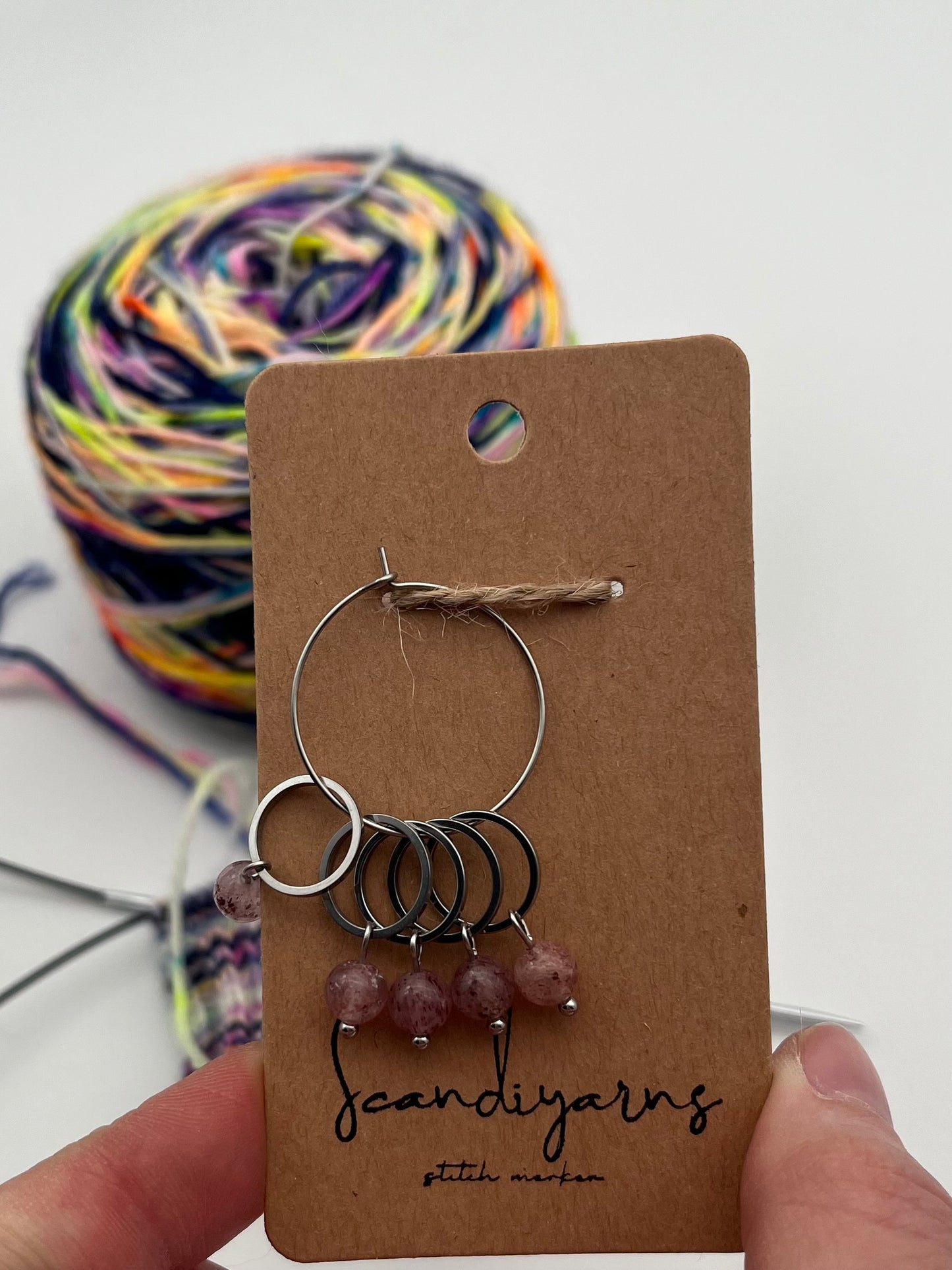 Erdbeerquarz mit kleinem Ring 5er Set Silber