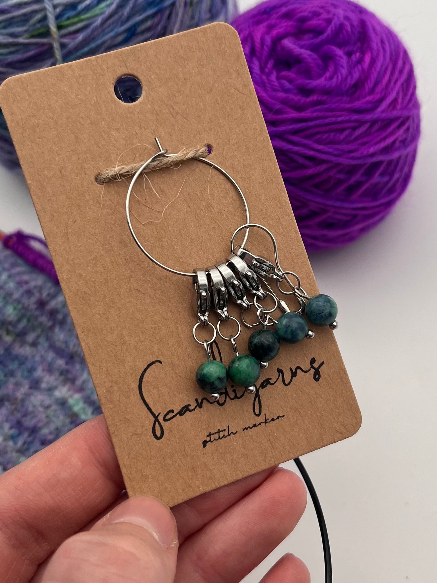 Lapislazuli mit Karabiner 5er Set Silber