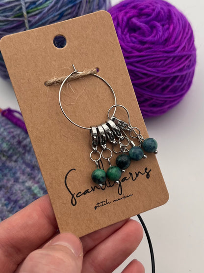 Lapislazuli mit Karabiner 5er Set Silber