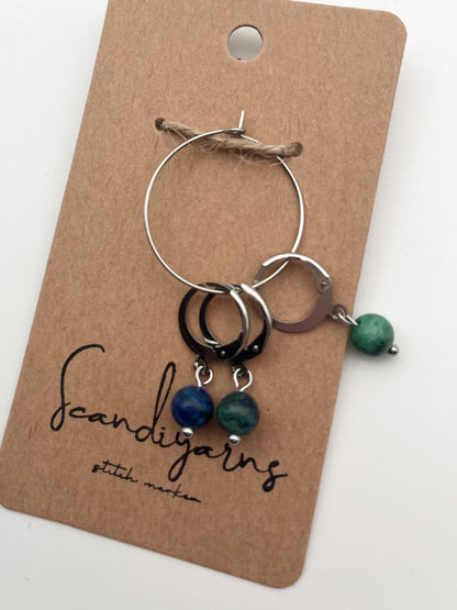 Lapislazuli mit Huggie 3er Set Silber