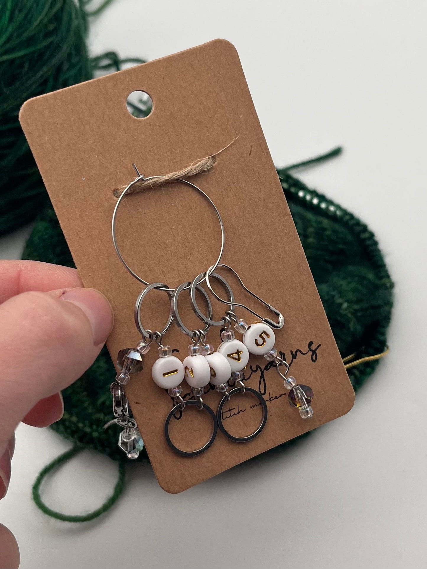 Reihenzähler 1-5 Facettperle mit kleinem Ring Silber