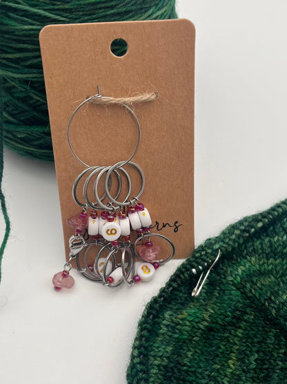 Reihenzähler 1-10 Erdbeerquarz mit großem Ring Silber