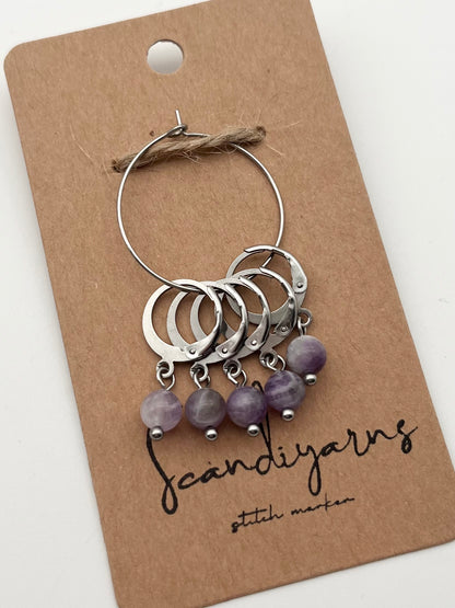 Amethyst mit Huggie 5er Set Silber