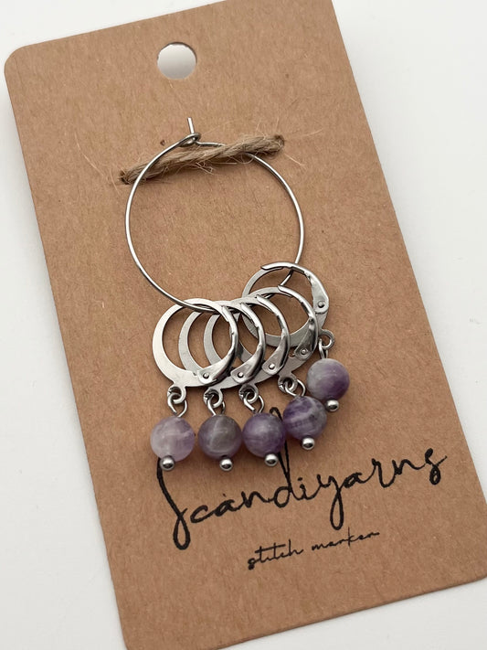 Amethyst mit Huggie 5er Set Silber