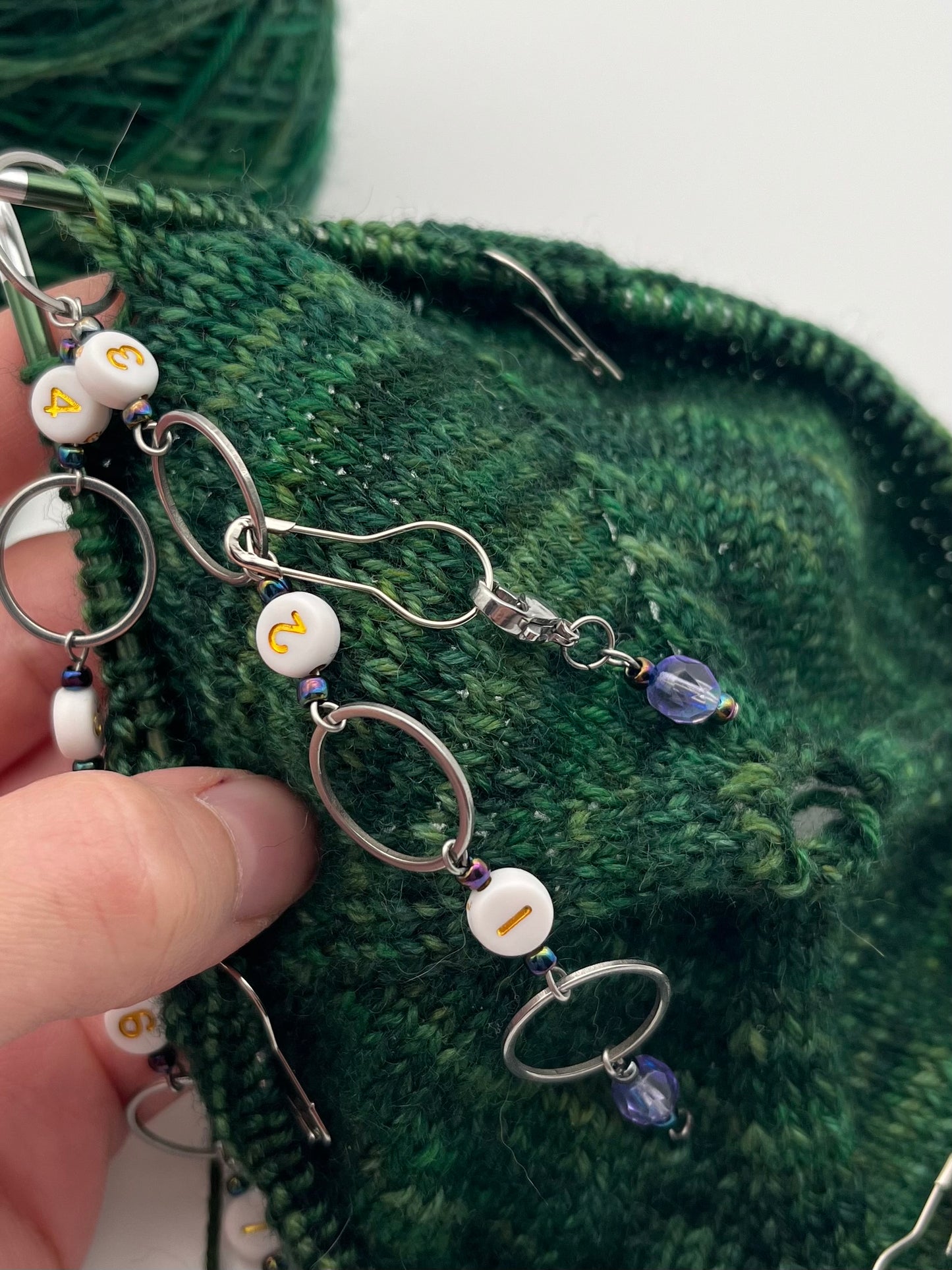 Reihenzähler 1-10 Rondellperle mit großem Ring Silber