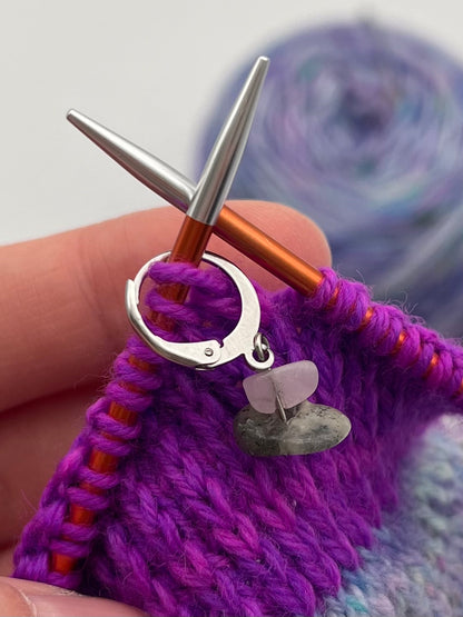 Morganit Stein mit Huggie 3er Set Silber