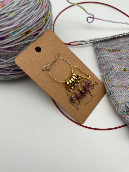 Erdbeerquarz mit Karabiner 5er Set Gold