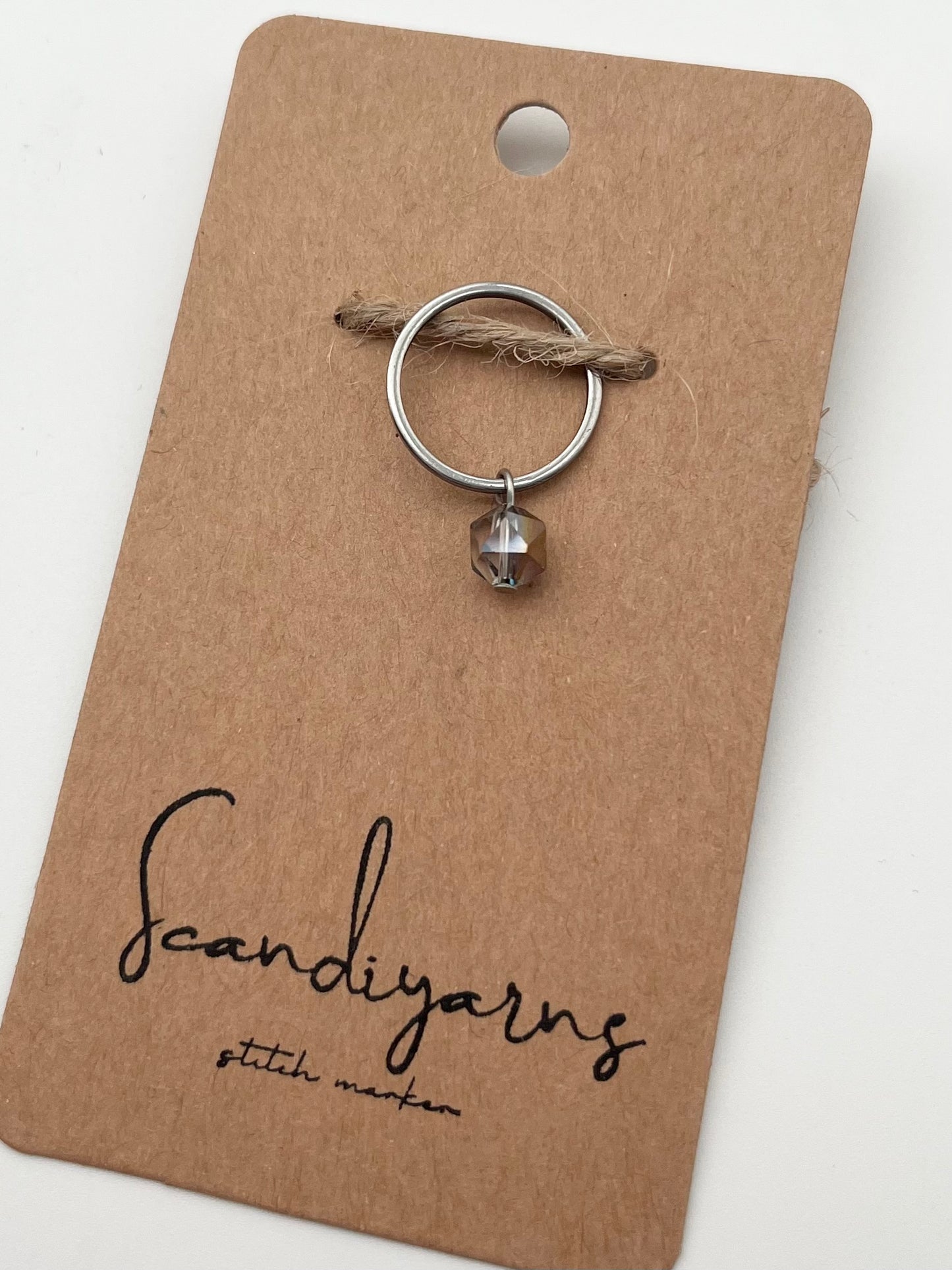 Facettperle Kupfer mit großem Ring Silber