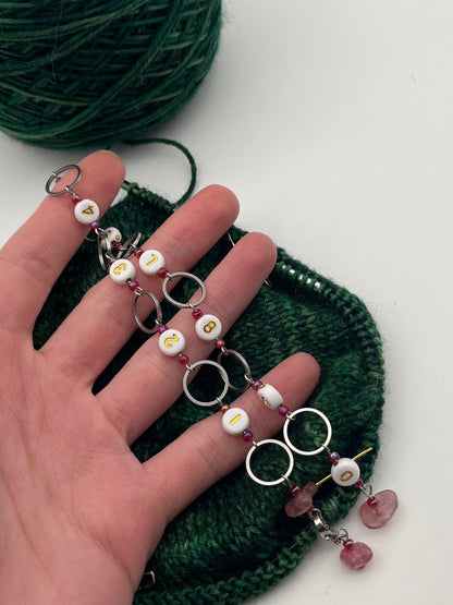 Reihenzähler 1-10 Erdbeerquarz mit kleinem Ring Silber