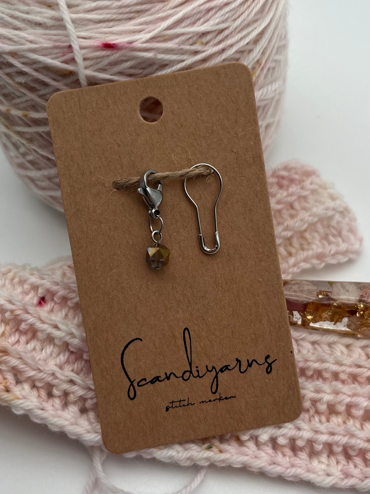 Facettperle Kupfer mit Karabiner Silber