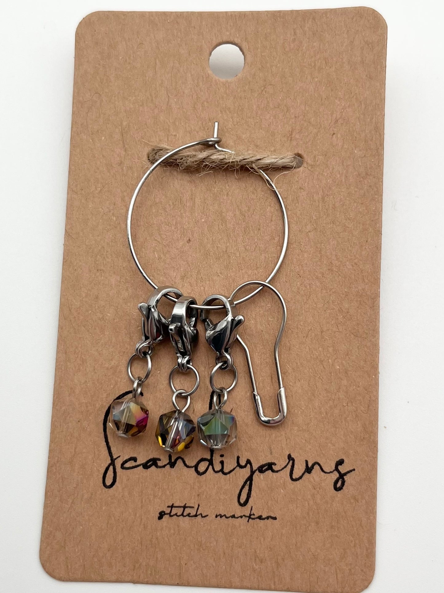 Facettperlen Rosa, Kupfer, Blau mit Karabiner 3er Set Silber