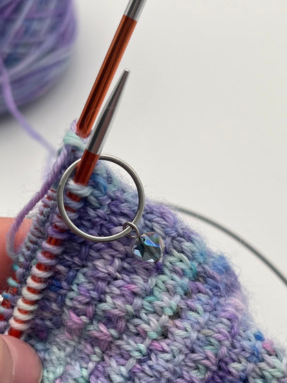 Facettperlen Rosa, Kupfer, Blau mit großem Ring 3er Set Silber